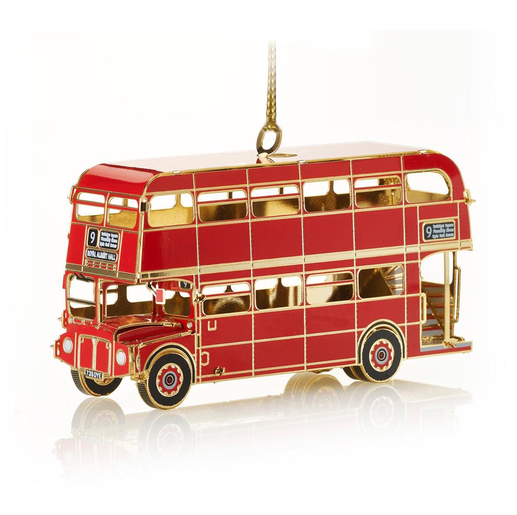 London Double Decker Bus Christmas Ornament - Iconic Red British Bus Keepsake by The London Christmas Company - Handcrafted 24-Carat Gold Finish