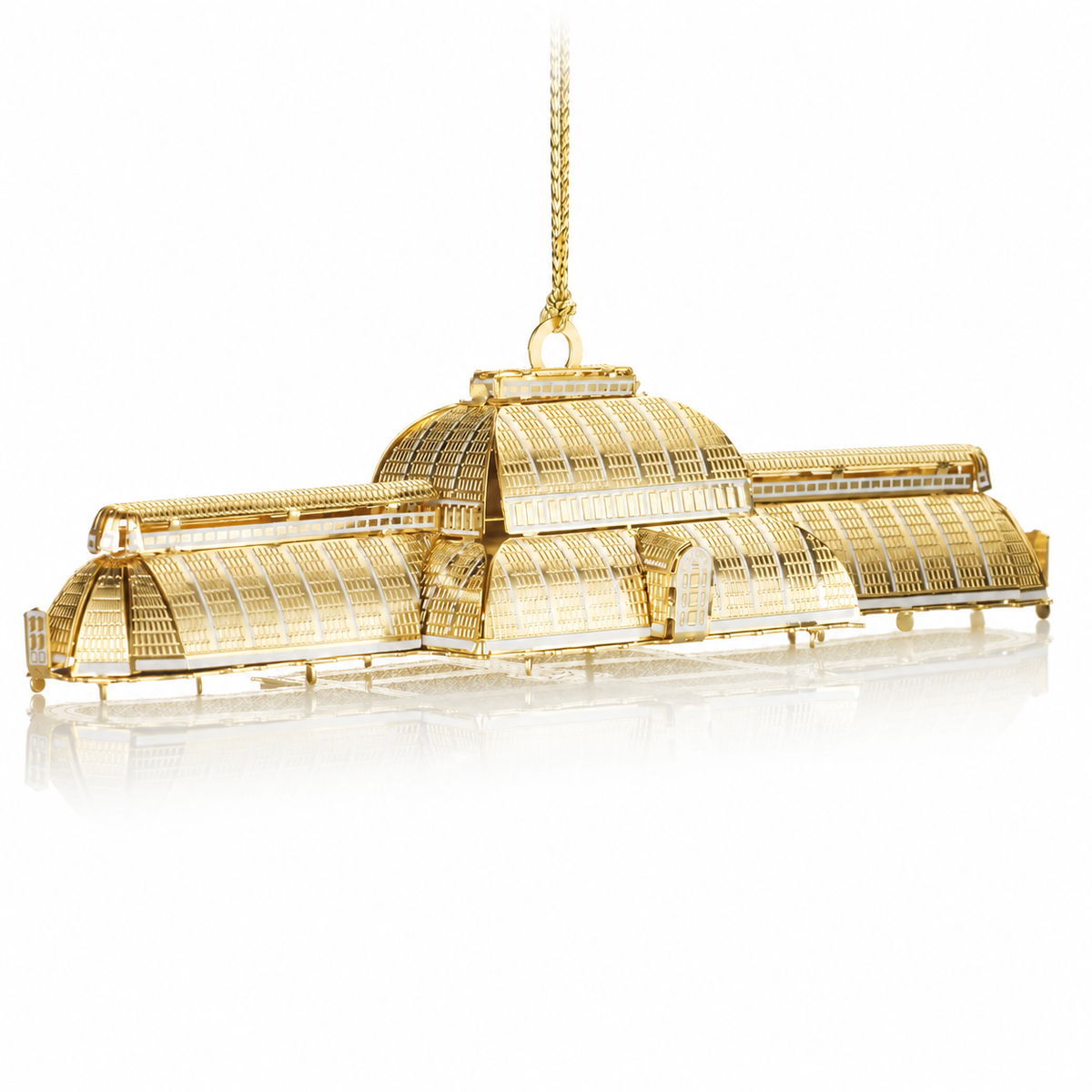 Palm House at Kew Gardens Christmas ornament, plated in 24-carat gold, designed in London.