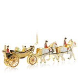 24-carat gold-finished Ascot Landau Horse-Drawn Carriage Christmas Ornament, hand-crafted and designed in London. This luxury keepsake features sculpted horses and the royal family seated in the historic Ascot Landau carriage, celebrating royal pageantry and British craftsmanship.
