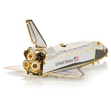 Handcrafted NASA Space Shuttle Christmas ornament Rear View by The London Christmas Company, featuring intricate 24-carat gold details, perfect for space enthusiasts and holiday décor.