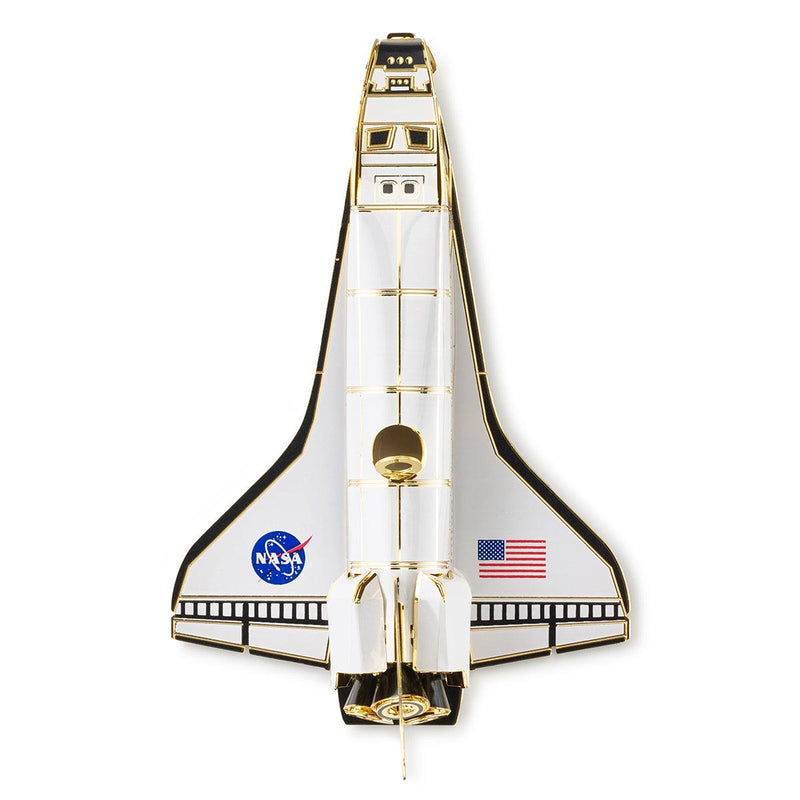 Handcrafted NASA Space Shuttle Christmas ornament Top View by The London Christmas Company, featuring intricate 24-carat gold details, perfect for space enthusiasts and holiday décor.